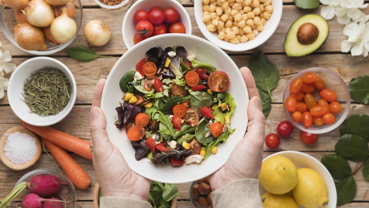 top view ingredients veggies salad scaled 5cc86645